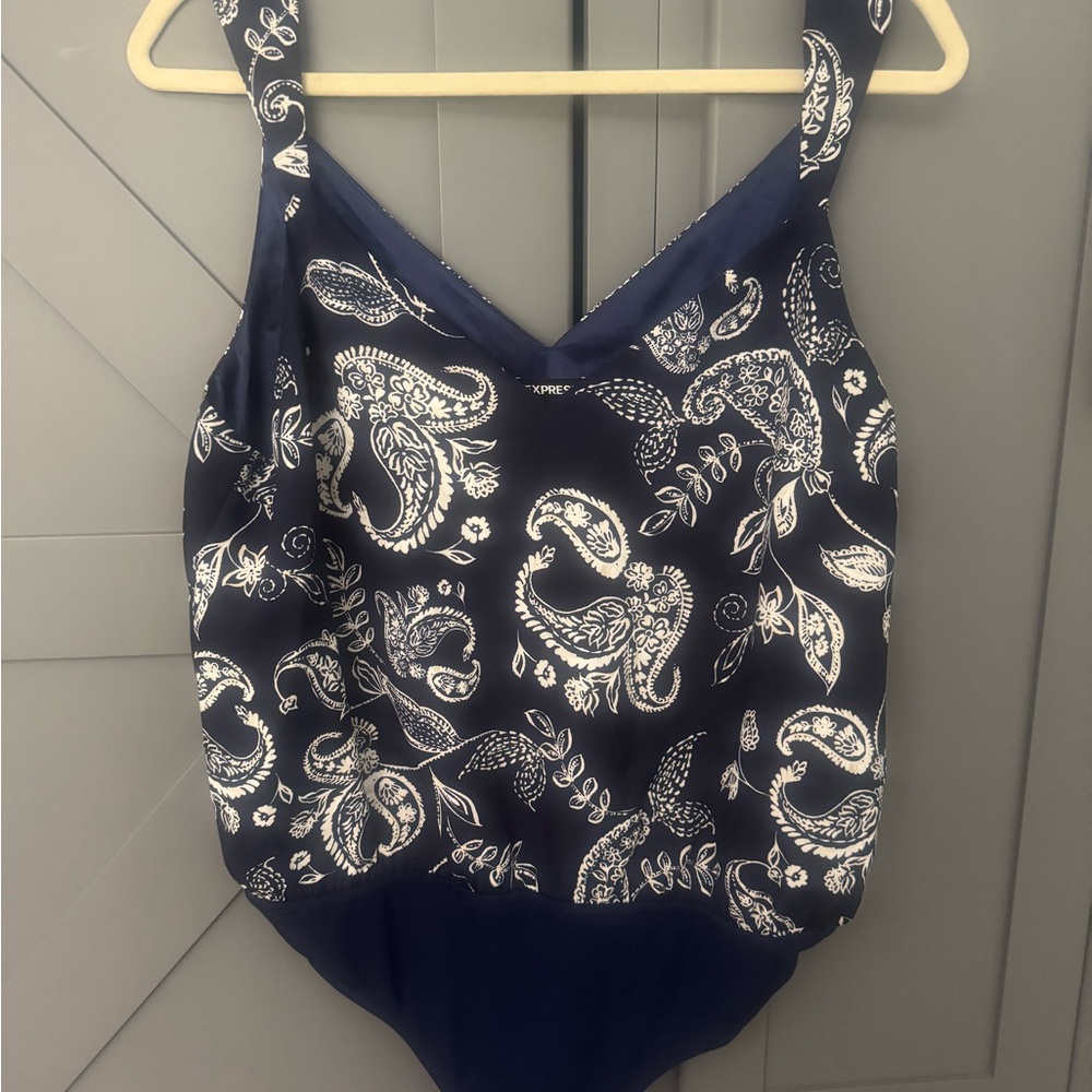 Express Navy bodysuit with White Accents